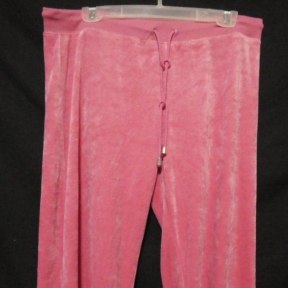 BCBG MAX AZRIA | large | Y2K Extremely Soft Pink Velour Pants | Sequin Letters - Picture 3 of 16